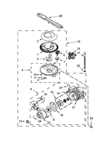 Pump, Washarm And Motor Parts Diagram and Parts List for MDB5969SDH2  Maytag Dishwasher