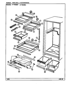 Shelves & Accessories Diagram and Parts List for AT19EM8V DA56A Admiral Refrigerator