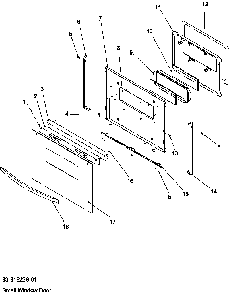 Oven Door Diagram and Parts List for ARR6300W P1143421NW Amana Range