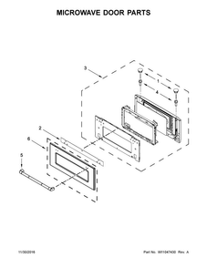 Microwave Door Parts Diagram and Parts List for JMW3430HP00  Jenn-Air Microwave