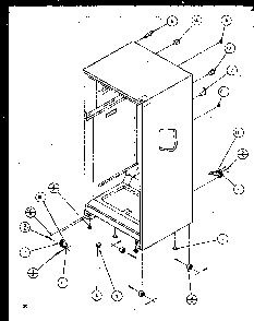Outer Cabinet Parts Diagram and Parts List for TC18QL-P1111408WL  Amana Refrigerator