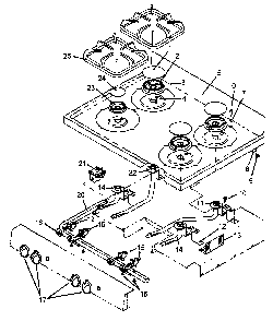 Sealed Burner Diagram and Parts List for AGS761W-P1142635NW  Amana Range