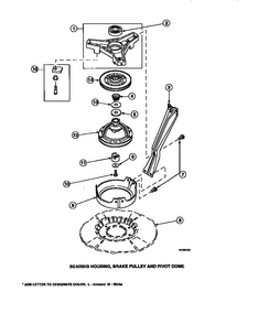 Bearing Housing, Brake Pulley And Pivot Dome Diagram and Parts List for CW8202W2-PCW8202W2A  Crosley Washer