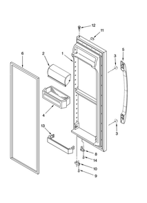Refrigerator Door Parts Diagram and Parts List for ASD2522WES01  Amana Refrigerator