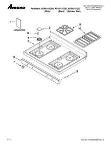 Cooktop Parts Diagram and Parts List for AGR6011VDB2  Amana Range