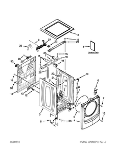 Top And Cabinet Parts Diagram and Parts List for MHW3000BG0  Maytag Washer