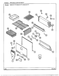 Freezer Compartment Diagram and Parts List for HMG191770  Admiral Refrigerator