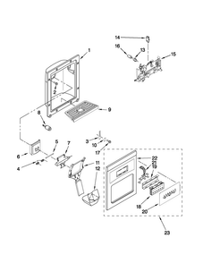 Dispenser Front Parts Diagram and Parts List for MSD2572VES03  Maytag Refrigerator