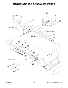 Motor And Ice Container Parts Diagram and Parts List for ASI2575GRB04  Maytag Refrigerator