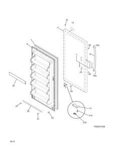 Door Diagram and Parts List for CFUF14QWD  Crosley Freezer
