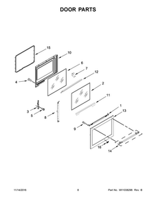 Door Parts Diagram and Parts List for MER8650FZ0  Maytag Range