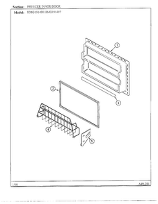 Freezer Inner Door Diagram and Parts List for HMG191490  Admiral Refrigerator