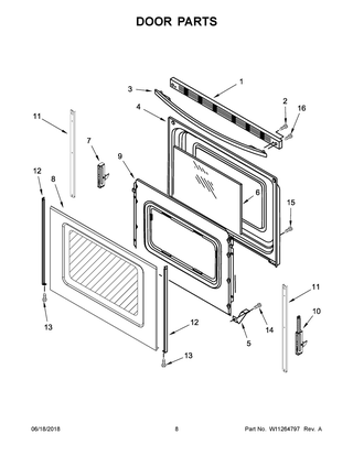 Door Parts Diagram and Parts List for YACR4303MFS2  Maytag Range