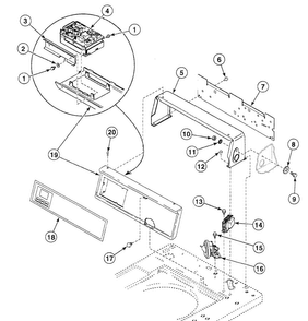 Control Panel Diagram and Parts List for SWTC20QM  Speed Queen Washer
