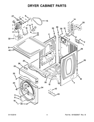 Dryer Cabinet Parts Diagram and Parts List for MLE22PDAGW0  Maytag Washer Dryer Combo