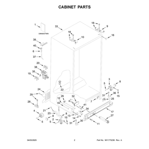 Cabinet Parts Diagram and Parts List for MRSF4036PB02  Maytag Refrigerator