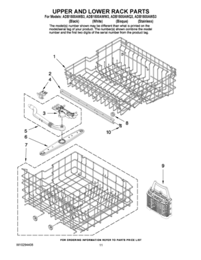 09 - UPPER AND LOWER RACK PARTS Diagram and Parts List for ADB1500AWW3  Maytag Dishwasher
