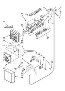 Icemaker Parts Diagram and Parts List for JF42CXFXDB01  Jenn-Air Refrigerator