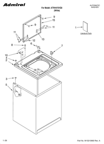 Top And Cabinet Parts Diagram and Parts List for ATW4475VQ0  Admiral Washer