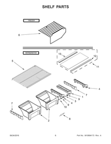 Shelf Parts Diagram and Parts List for ART308FFDB03  Amana Refrigerator