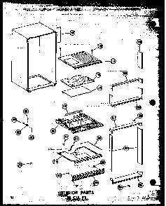 Interior Parts 18 Cu. Ft. Diagram and Parts List for T16N-P60236-48W  Amana Refrigerator