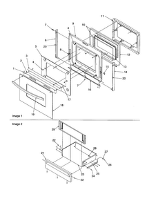 Oven Door And Storage Drawer Diagram and Parts List for ARTS6651E-P1143903NE  Amana Range