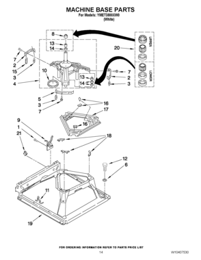 09 - MACHINE BASE PARTS Diagram and Parts List for YMET3800XW0  Maytag Washer Dryer Combo
