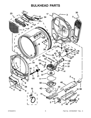 03 - BULKHEAD PARTS Diagram and Parts List for YMEDB700BW0  Maytag Dryer