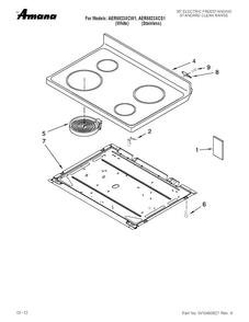 Cooktop Parts Diagram and Parts List for AER5823XCW1  Amana Range