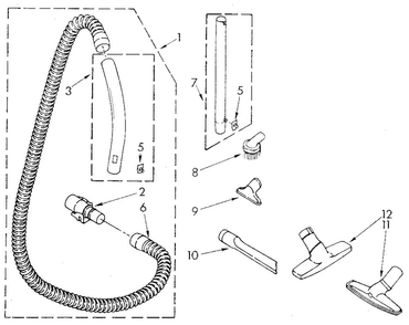Hose And Attachment Diagram and Parts List for 1162003580  Kenmore Canister Vacuum