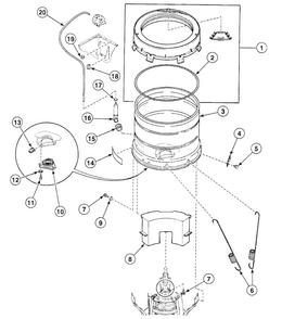 Tub Assy Diagram and Parts List for SWT120WA  Speed Queen Washer