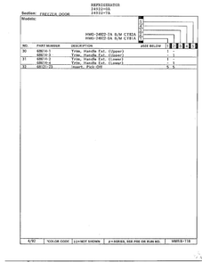 Freezer Door Page 3 Diagram and Parts List for 24922-7A  Admiral Refrigerator