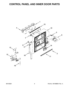 Control Panel And Inner Door Parts Diagram and Parts List for JDPSS246LM0  Maytag Dishwasher