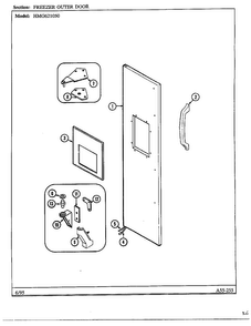 Freezer Outer Door Diagram and Parts List for 621050  Admiral Refrigerator