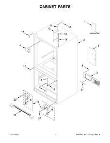 Cabinet Parts Diagram and Parts List for MBR1957FEZ08  Maytag Refrigerator