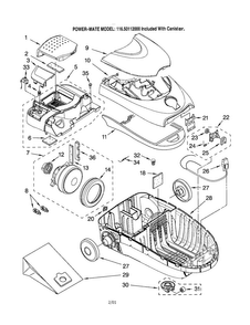 Vacuum Cleaner Diagram and Parts List for 11620112000  Kenmore Canister Vacuum