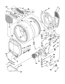 Bulkhead Parts Diagram and Parts List for MGDE400XR0  Maytag Dryer