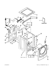 Part Location Diagram of WPW10441121 Whirlpool Front Panel - White