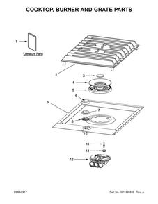 Cooktop, Burner And Grate Parts Diagram and Parts List for JGC3115GS0  Jenn-Air Cooktop