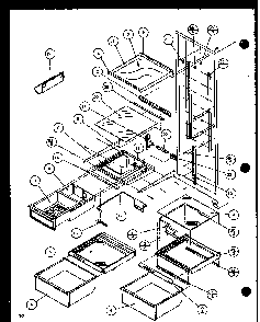 Refrigerator Shelving And Drawers Diagram and Parts List for SLD25M2G-P1121107WG  Amana Refrigerator