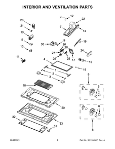 Interior And Ventilation Parts Diagram and Parts List for YJMV9196CS6  Maytag Microwave