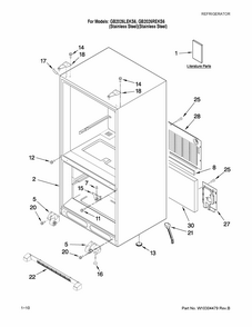 Cabinet Parts Diagram and Parts List for GB2026LEKS6  Amana Refrigerator