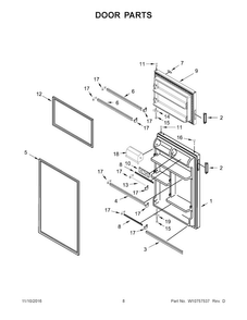 Door Parts Diagram and Parts List for ART318FFDW00  Amana Refrigerator