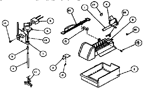 Add-on Ice Maker Assembly Diagram and Parts List for TX19R-P1158504W  Amana Refrigerator