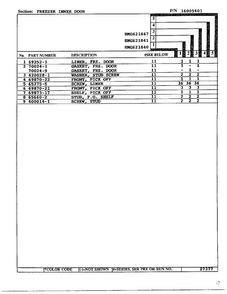 Freezer Inner Door Page 2 Diagram and Parts List for 621841  Admiral Refrigerator