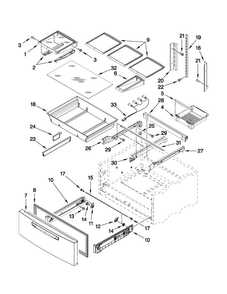 Shelf Parts Diagram and Parts List for MFX2571XEM1  Maytag Refrigerator