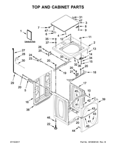 Top And Cabinet Parts Diagram and Parts List for MAT20CSAGW0  Maytag Washer