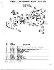 Compact Ice Maker Diagram and Parts List for TL120Q  Amana Refrigerator
