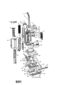 Upright Vacuum Cleaner Diagram and Parts List for U5290-900  Hoover Upright Vacuum