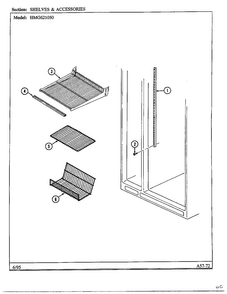 Shelves And Accessories Diagram and Parts List for 621050  Admiral Refrigerator